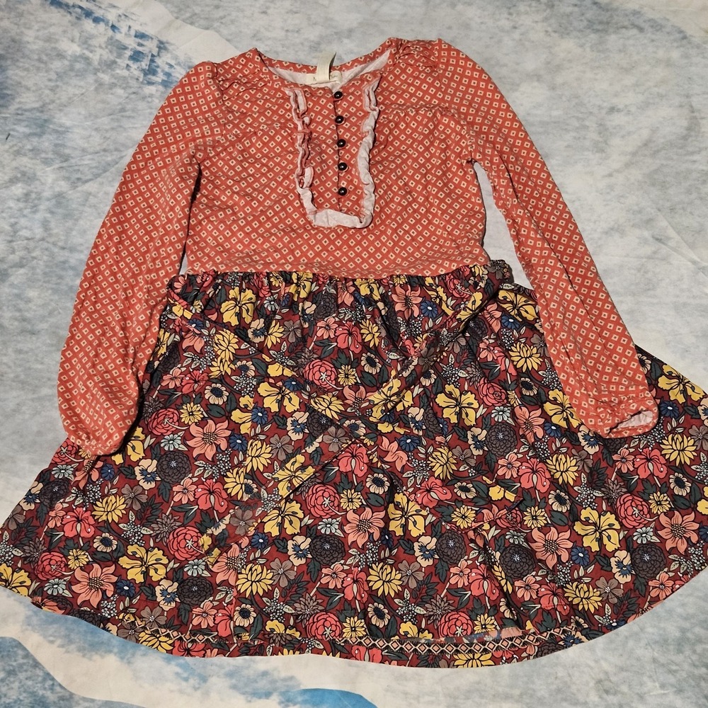Matilda Jane Friends Forever Tatiana Dress Girls Size 6 Floral Boho Long Sleeve
